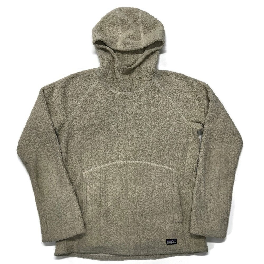 Patagonia Retro Fleece Hoodie Womens‎ Medium Pullover Sweater Pile Pocket Beige